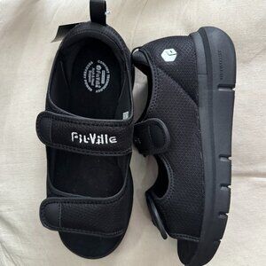 FitVille Recovery Slide Sandals Black Size 9 Wide Arch Support Comfort Slides